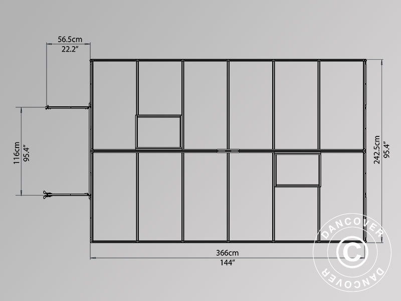 Greenhouse Polycarbonate Balance 8.9 m², Palram/Canopia, 2.44x3.67x2.29 m, Silver