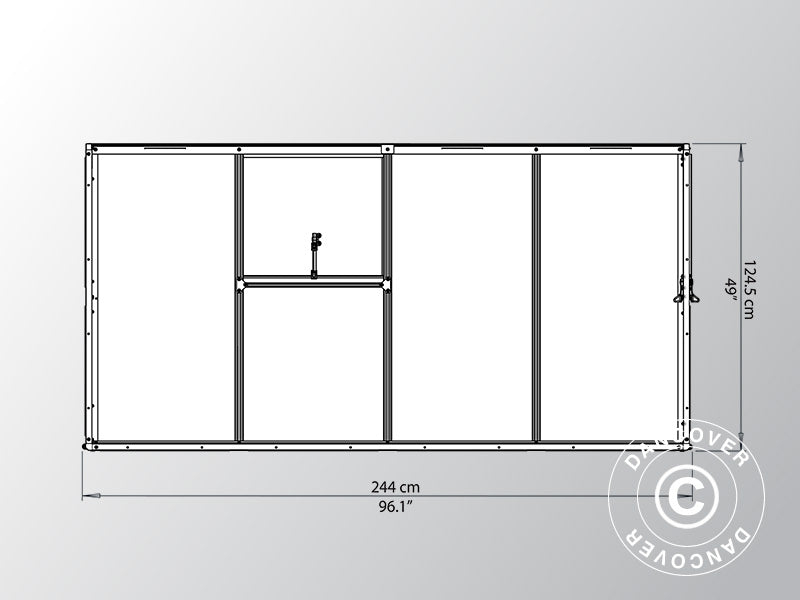 Anbaugewächshaus Polycarbonat, 3,05m², Palram/Canopia, 1,25x2,44x2,25m, Silber