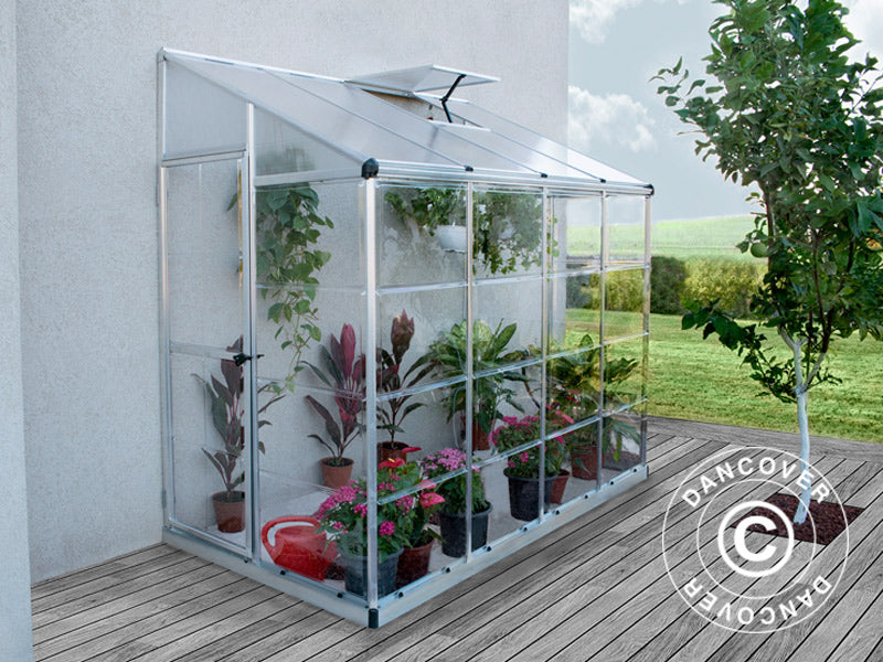 Invernadero adosado de Policarbonato, 3,05m², Palram/Canopia, 1,25x2,44x2,25m, Plateado