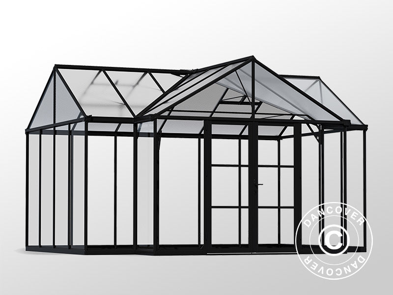 Orangerie Polycarbonat Triomphe mit Sockel, 17,1m², Palram/Canopia, 4,5x3,8x2,69m, Schwarz