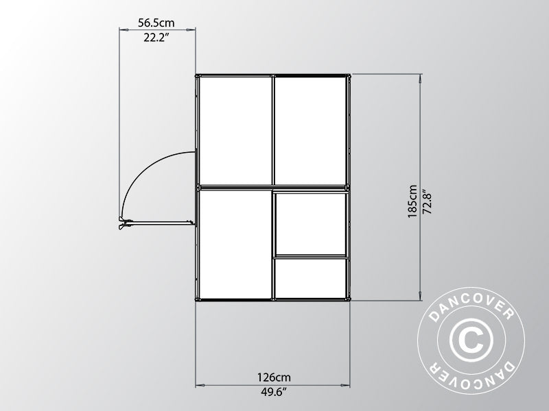 Siltumnīca, polikarbonāts 2,3m², Palram/Canopia, 1,85x1,26x2,08m, Sudrabota