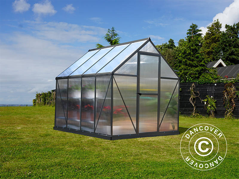 Gewächshaus Polycarbonat 4,6m², Palram/Canopia, 1,85x2,47x2,08m, Grau