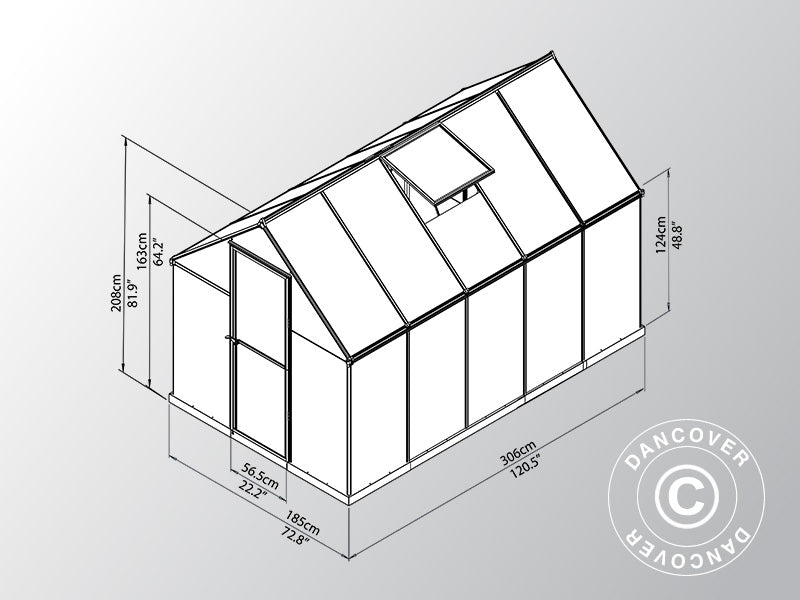 Gewächshaus Polycarbonat 5,7m², Palram/Canopia, 1,85x3,06x2,08m, grün