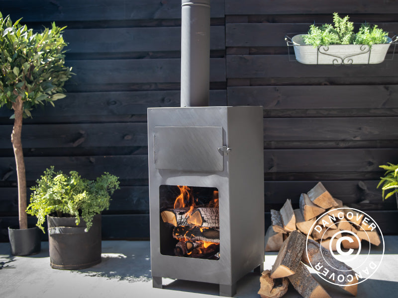 Forno per pizza a legna, 38,9x38,9x140,5cm, Nero