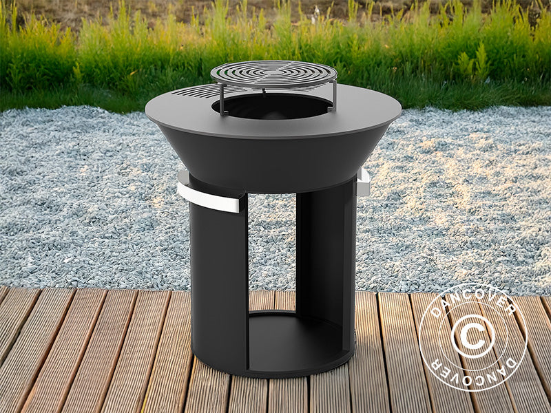 Taça de combustão com armazenamento para lenha, Ø93x98cm, Preto