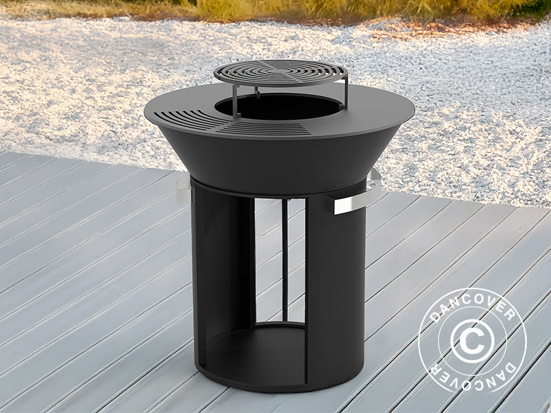 Posuda za vatru s prostorom za drva, Ø93x98cm, Crna