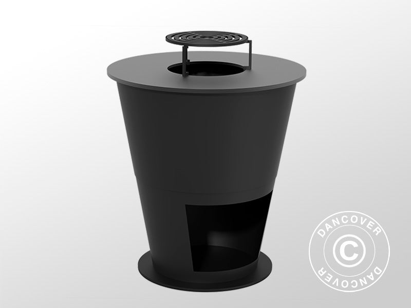 Ugniakuras su malkų laikikliu, Ø74,5x80cm, Juoda