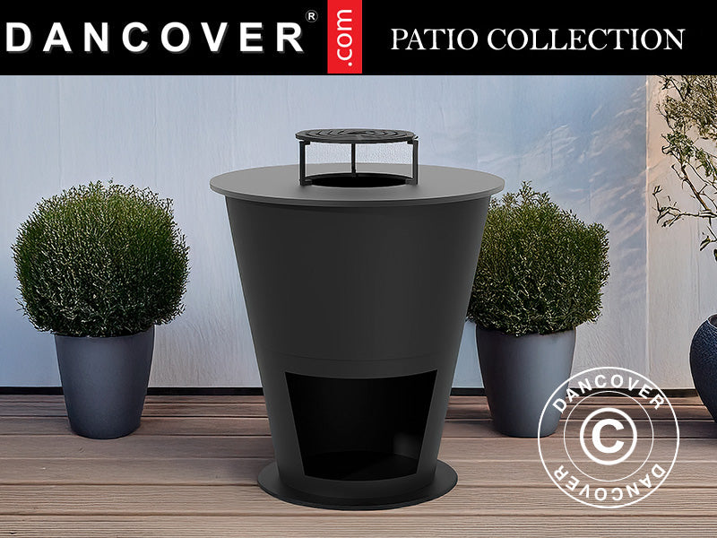 Ugniakuras su malkų laikikliu, Ø74,5x80cm, Juoda