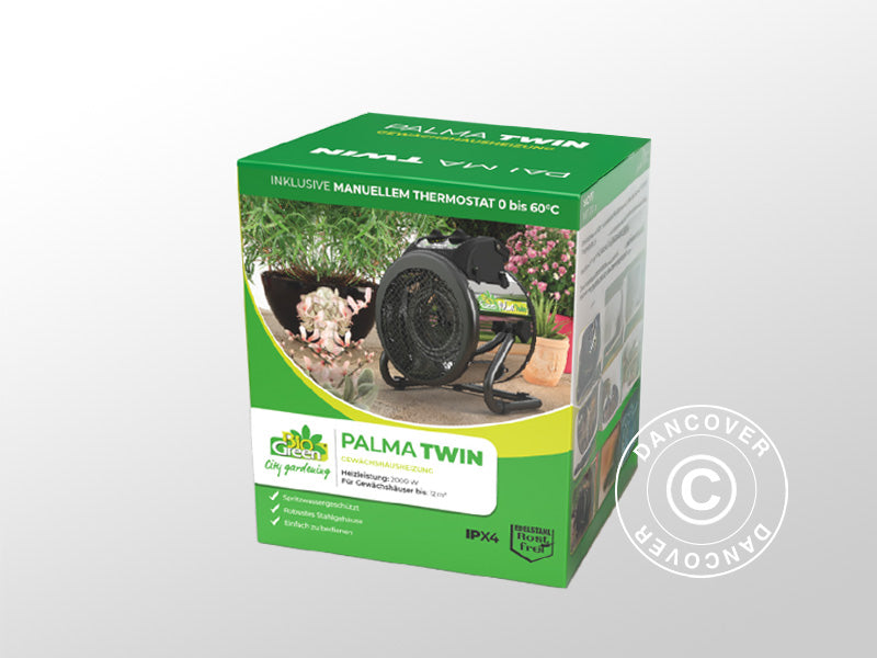 Šiltnamio šildytuvas, Palma Twin, rankinis, 1000/2000 W, Juodas/Sidabrinis