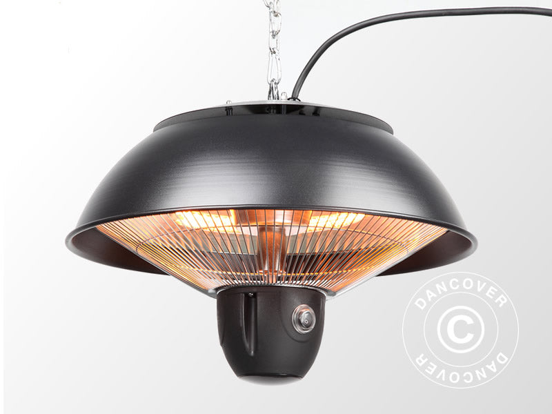 Pakabinamas halogeninis terasos šildytuvas MINNA su RC, 1500W, Juoda