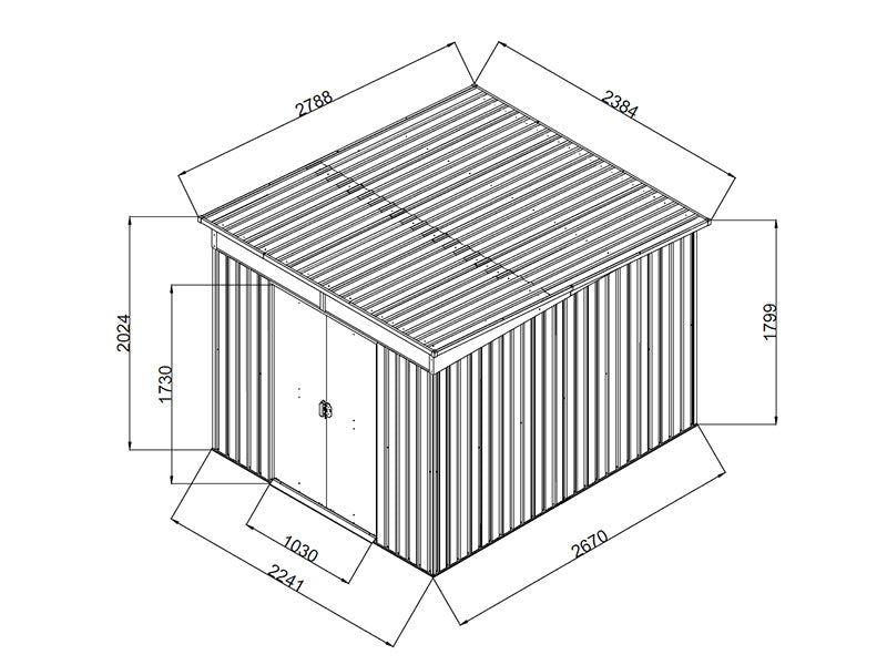 Garden shed w/skylight 2.38x2.79x2.02 m, 6.64 m², ProShed®, Anthracite