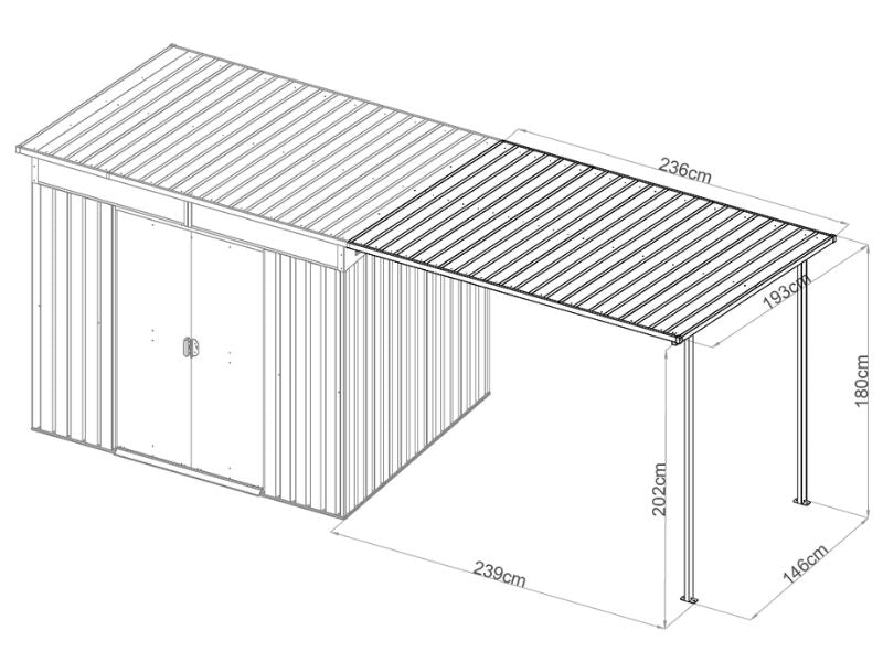 Abri de jardin 4,74x1,93m Anthracite – Commandez maintenant