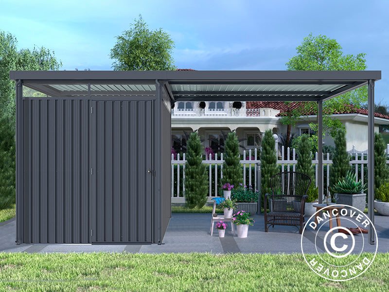 Uitbouw voor tuinhuisje met lichtraam, 2,86x2,45x2,26m, 7m², Antraciet