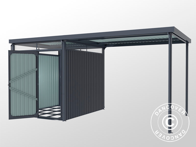 Garden shed w/skylight + overhang, 4.9x2.45x2.26 m, 12.0 m², Anthracite