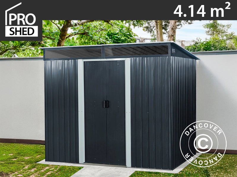 Dārza šķūnis ar jumta logu 2,38x1,74x1,96m, 4,14m², ProShed®, Antracīts/Balts