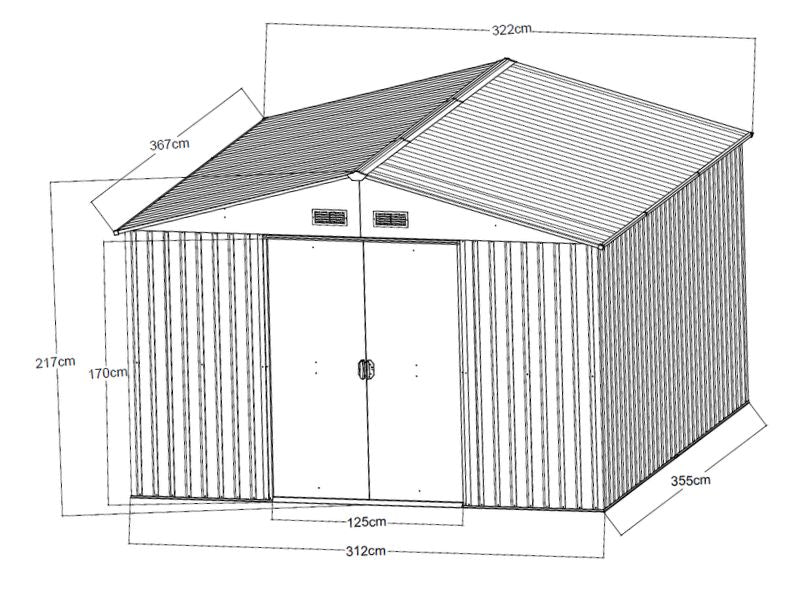 Metal Shed 3.22x3.67m Anthracite – Buy online at Dancover