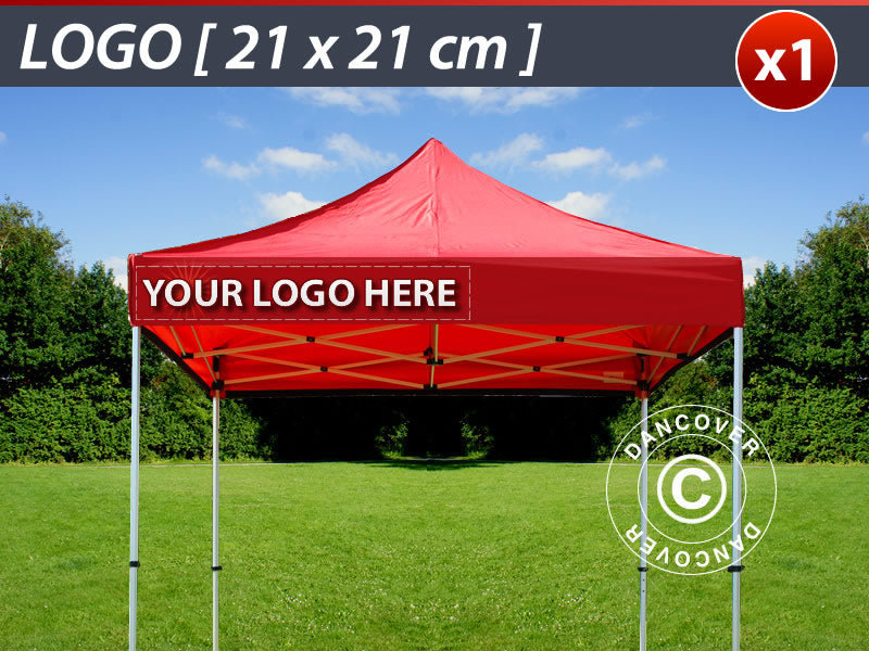 1 unidad. Cenefa impresa para FleXtents, 21x21cm, alineada a la izquierda