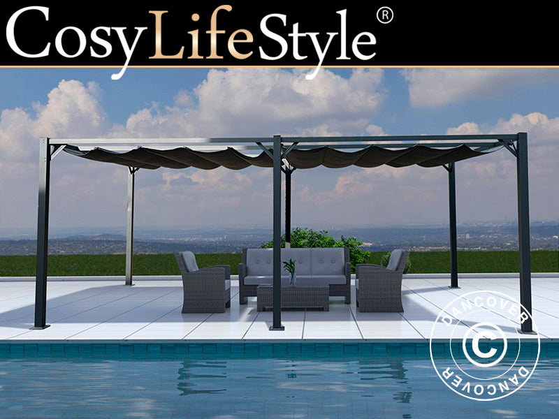 Pergola pavillon Santa Cruz, 3x6m, Dunkelgrau