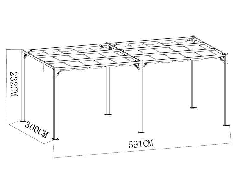 Pergola paviljoen Santa Cruz, 3x6m, Donkergrij