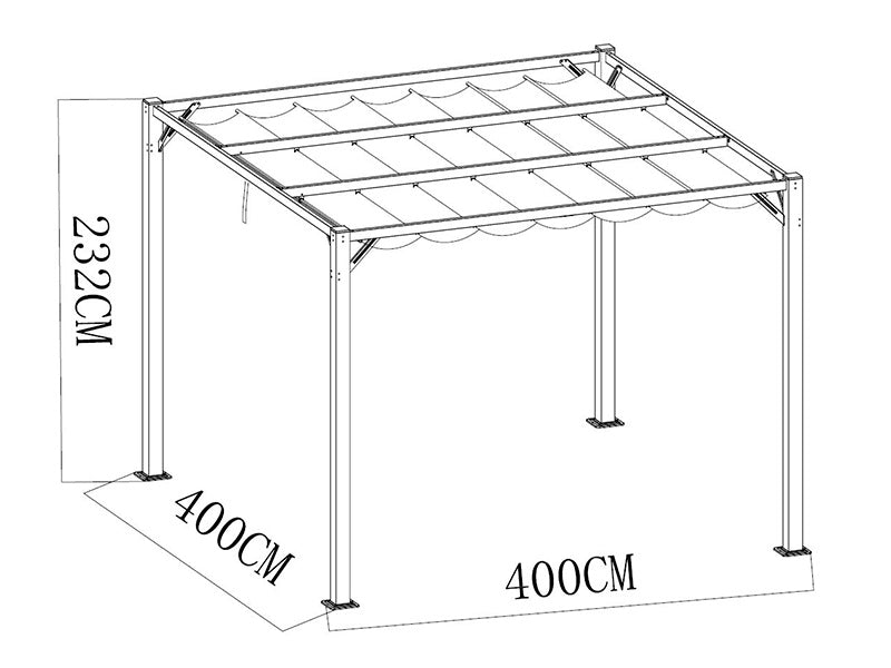 Pergola paviljoen Santa Cruz, 4x4m, Donkergrij