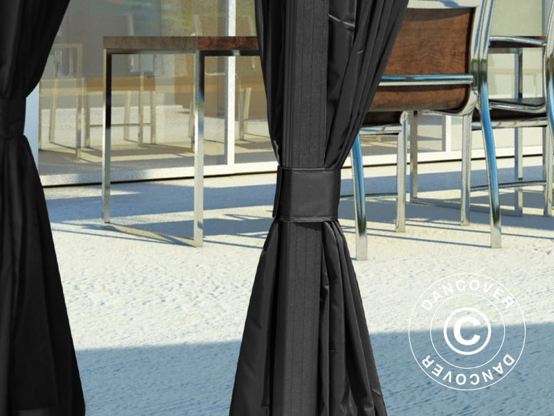 Gazebo San Luis Alu+ w/curtains and mosquito net, 3x4 m, Black