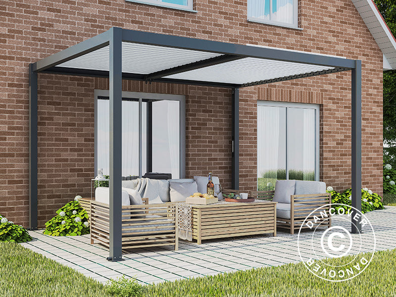 Bioclimatic pergola gazebo San Pablo Alu+, 3x4 m, Black/White