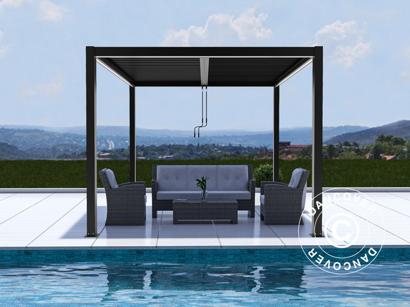 Bioclimatic pergola gazebo San Pablo Alu+, 4x4 m, Black
