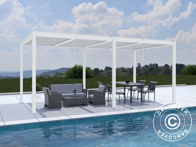 Bioklimatische Pergola pavillon San Pablo Alu+, 3x5,8m, Weiß