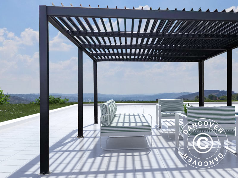 Bioclimatic pergola gazebo San Pablo Alu+, 4x5.8 m, Black