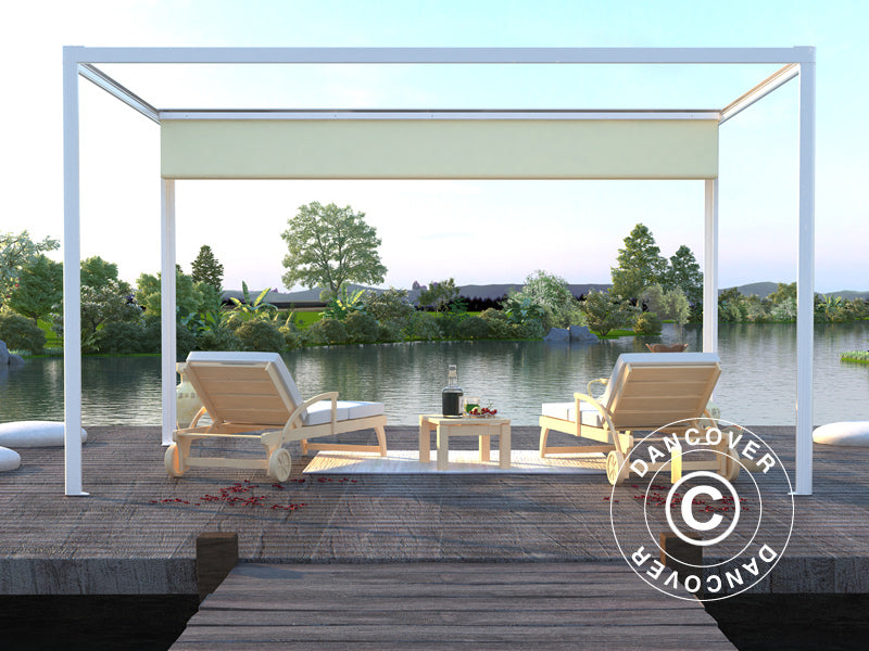 Pergola paviljonki San Fernando, 4x3m Valkoinen/Beige
