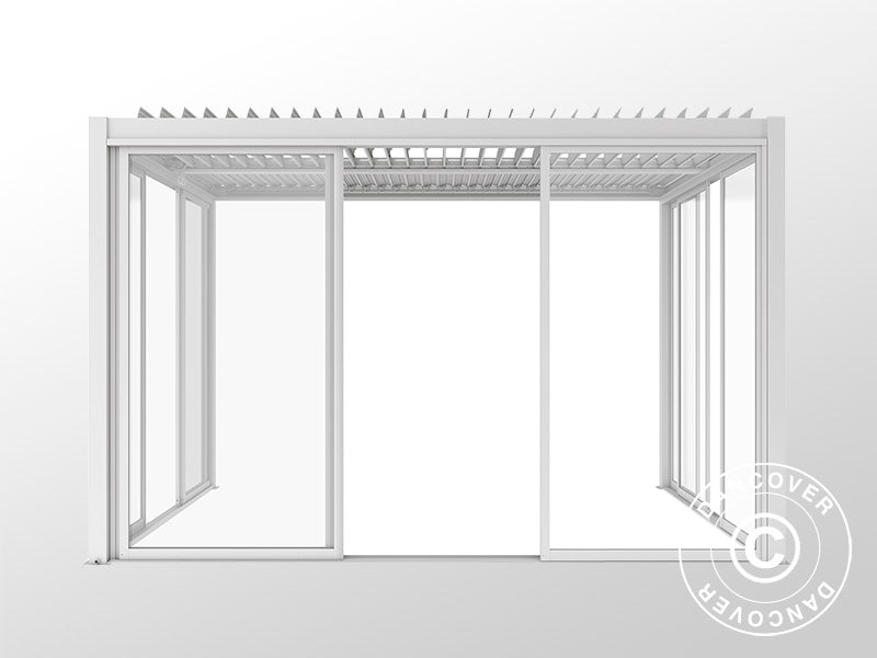 Bioclimatic pergola gazebo San Pablo Alu+ w/sliding doors, 4x4 m, White