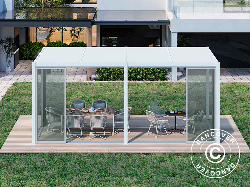Pergola Gaz. San Pablo Alu+ 4x5,8m w/SlidDoorSet White