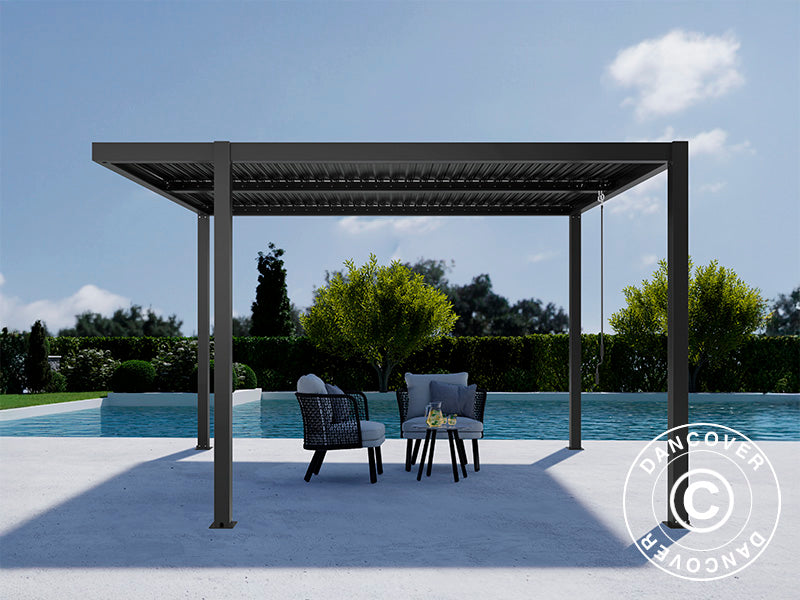Bioclimatic pergola gazebo San Pablo Alu+, Open Side, 4x4 m, Black