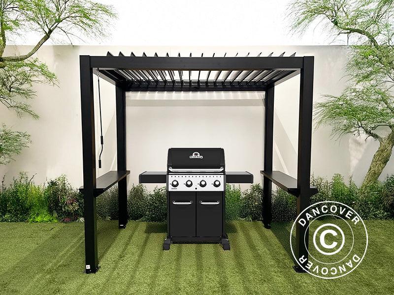 Pergola San Juan for BBQ, 2.5x1.5x2.3 m, Black