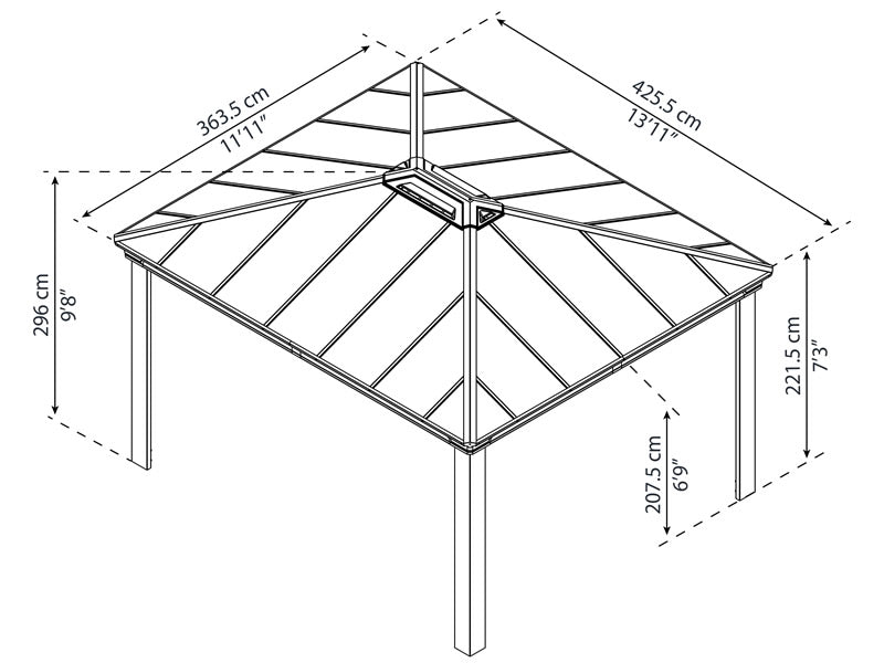 Gazebo Dallas 3.64x4.26 m, Anthracite