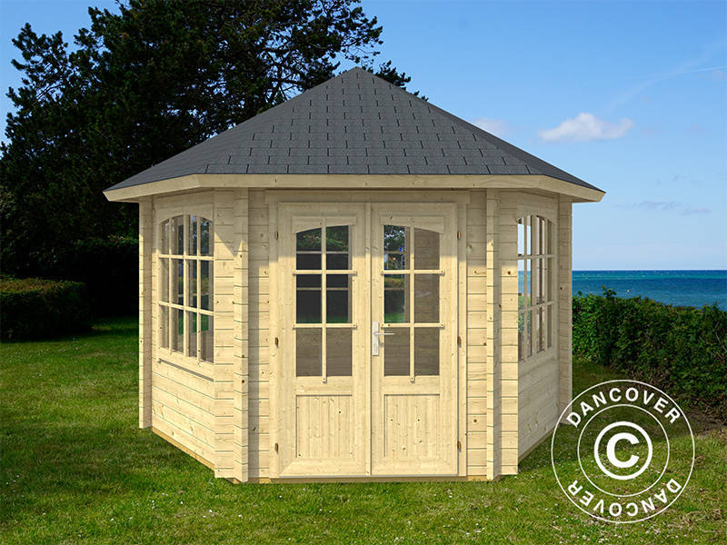 Holzpavillon Alicante, sechskantig 3,5x3,03x3,07m, 44mm, Naturbelassen