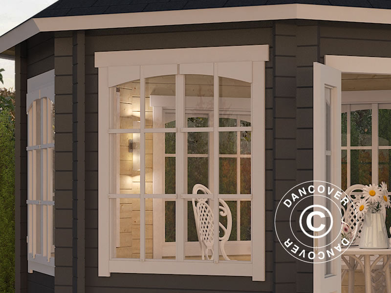 Puinen paviljonki Lorraine, kahdeksankulmainen 3,47x3,47x3,45m, 44mm, Tumma harmaa