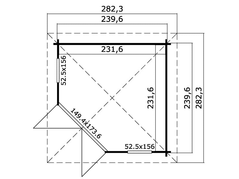 Puinen paviljonki Brittany, 2,4x2,4x2,41m, 40mm, Vaalea harmaa
