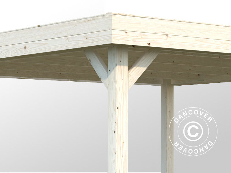 Wood Gazebo 3,49x3,49x2,54m 12,2m2 w/Sides Natural