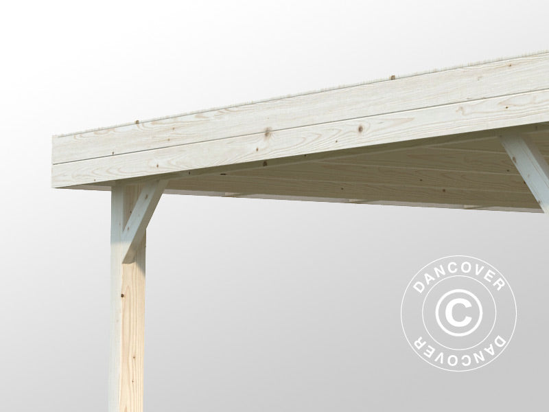 Wooden Gazebo w/2 sidewalls, 3.49x3.49x2.54 m, 12.2 m², Natural