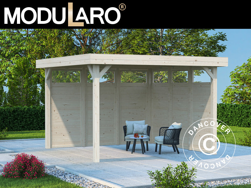 Wood Gazebo 3,49x3,49x2,54m 12,2m2 w/Sides Natural