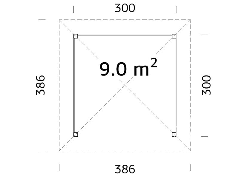 Drvena Sjenica s Drvenim podom, 3x3x3,23m, 9m², Prirodna