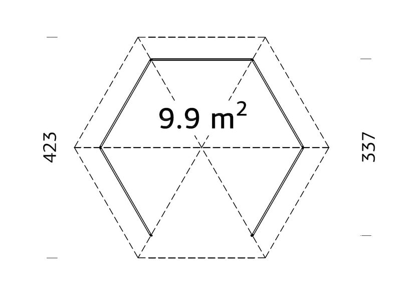 Wooden Gazebo w/Wooden floor, 3.37x3.37x3.13 m, 9.9 m², Natural