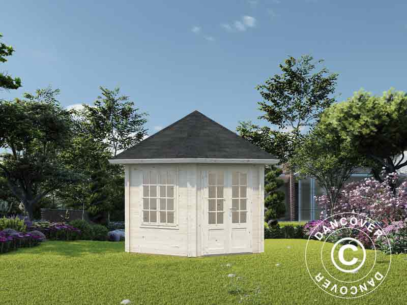 Holzpavillon mit Boden, 3,03x3,03x3,36m, 7,6m², Natur