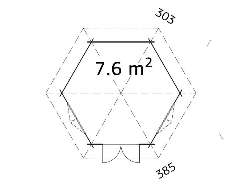 Cenador de Madera con suelo, 3,03x3,03x3,36m, 7,6m², Madera Natural
