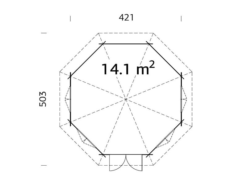 Koka Nojume ar grīdu, 4,21x4,21x3,71m, 14,1m², Dabīga