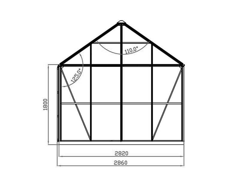 Serre orangerie, tonnelle de jardin en verre 12m², 4,2x2,86x2,84m avec base, Noir