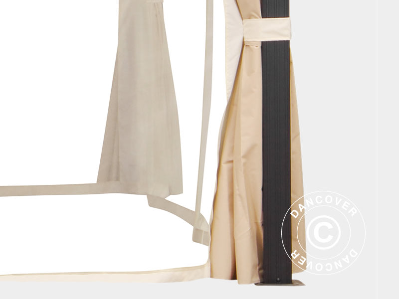 Gazebo San Francisco w/curtains and mosquito net, 3.65x4.85 m, Black/Ecru