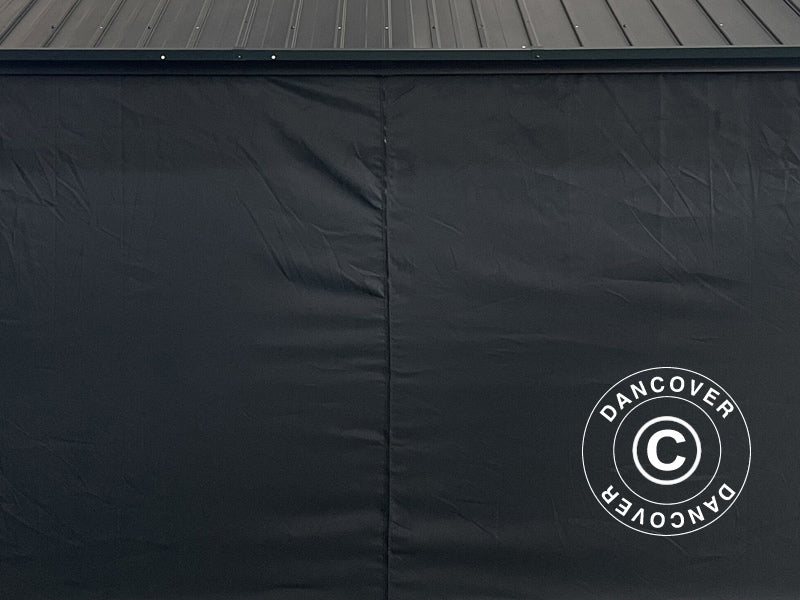 Paviljonki San Bernardino verhoilla ja hyttysverkolla, 3,65x4,85m, Musta