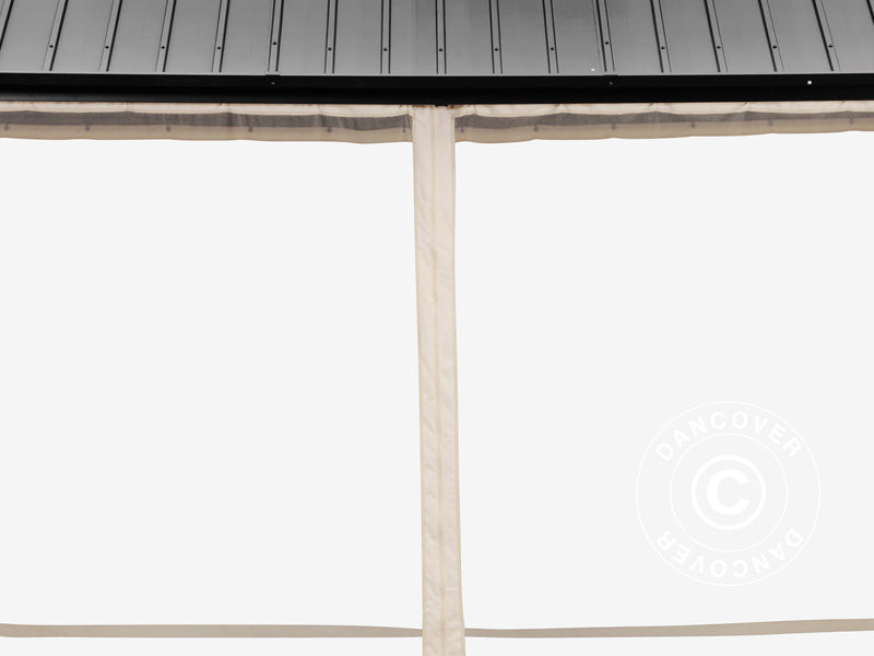 Gazebo San Bernardino w/curtains and mosquito net, 3.65x4.85 m, Black/Ecru